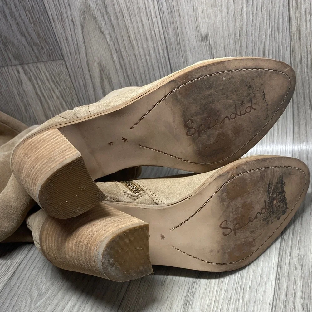 Splendid Beige Over-the-Knee Suede Boots
